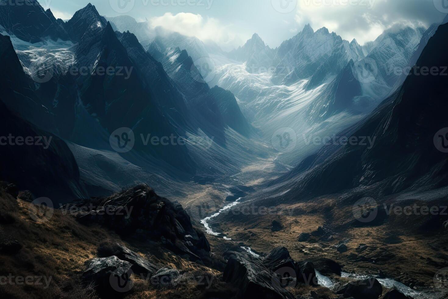 Beautiful mountain landscape in the morning. Caucasus mountains, Georgia. photo