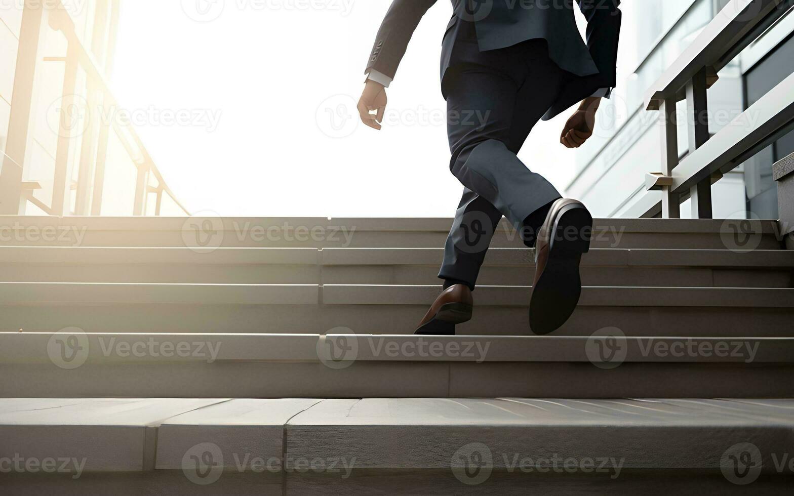 Close up young businessman feet sprinting up stairs office middle image photo