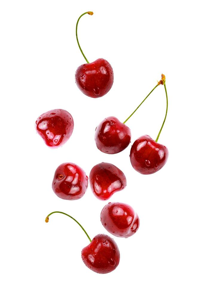 Isolated red sweet cherry on white background photo