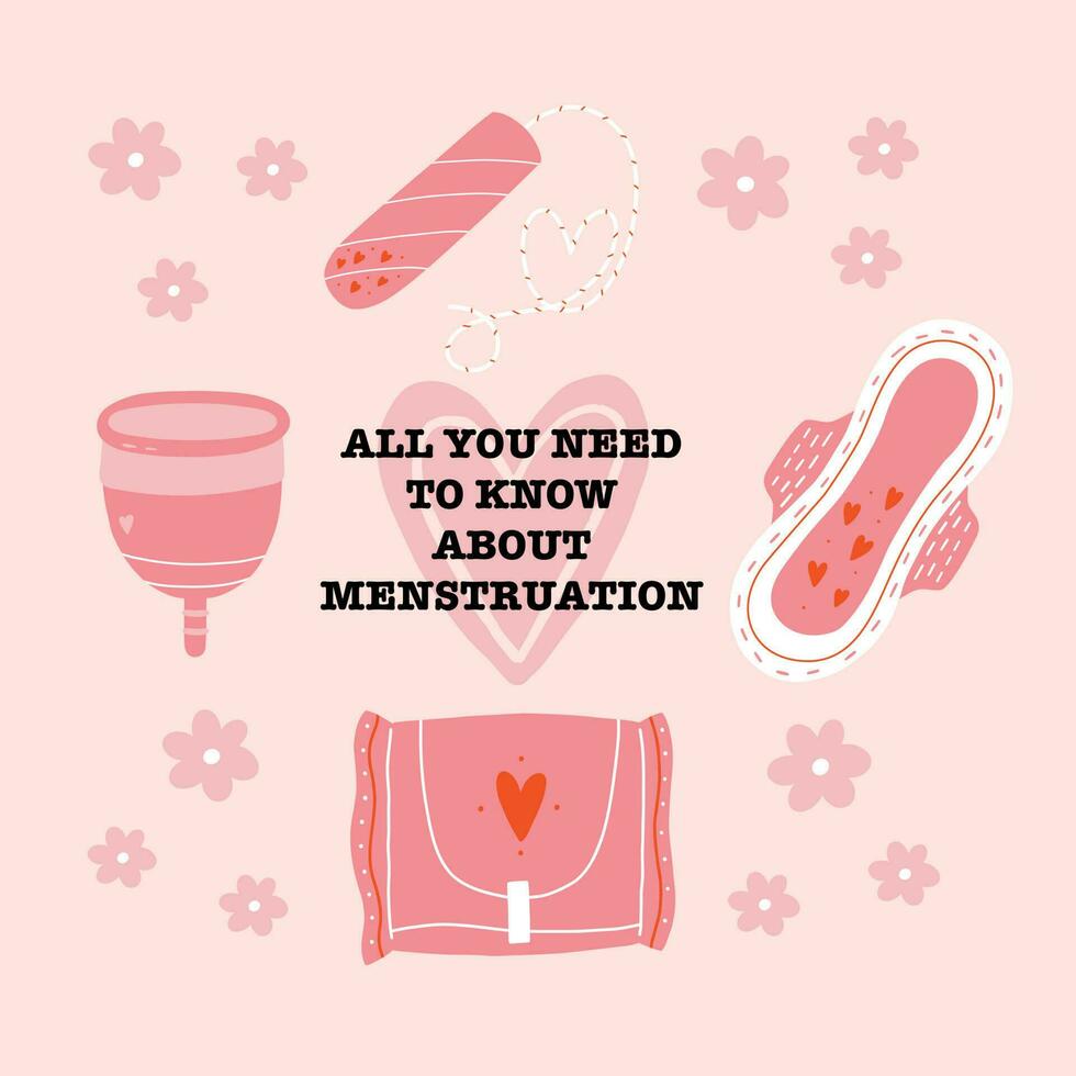 Menstrual product pad, cup, tampon vector