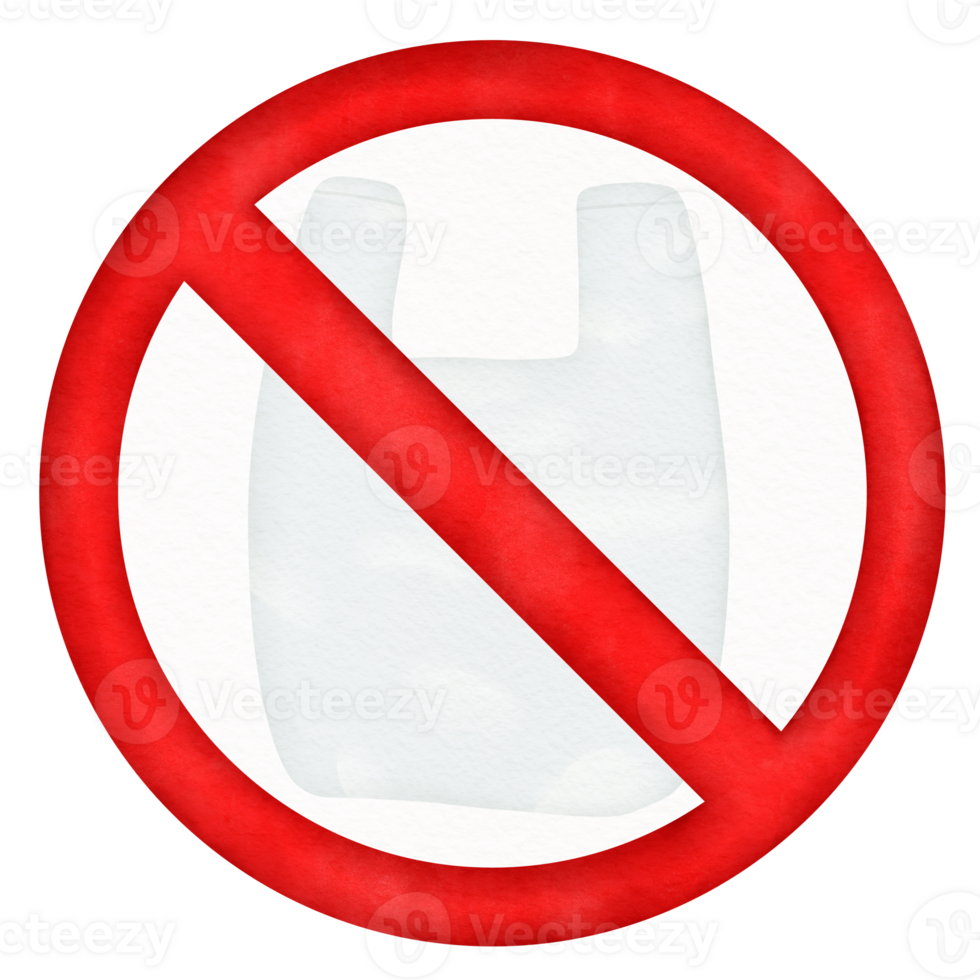 No plastic bag watercolor illustration png