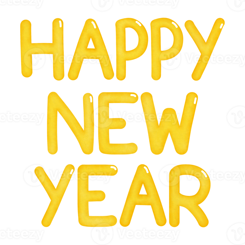 Golden Yellow Happy New Year Lettering Text png