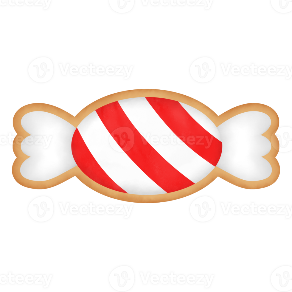 Red stripe wrapped candy gingerbread png