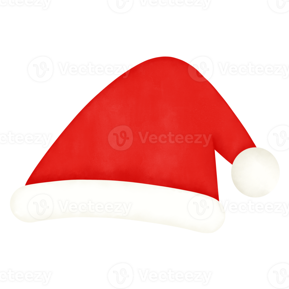 Red santa claus hat watercolor illustration png