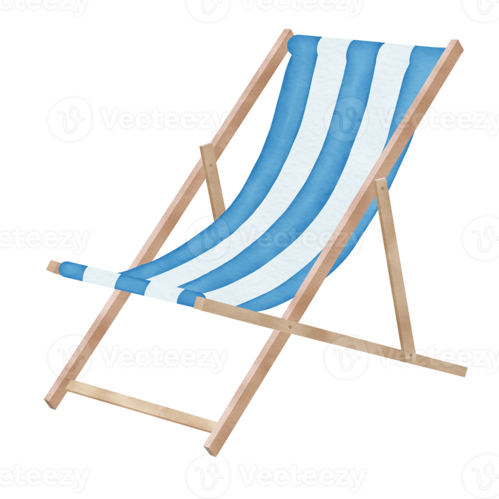 Blue striped beach chair 23980279 PNG