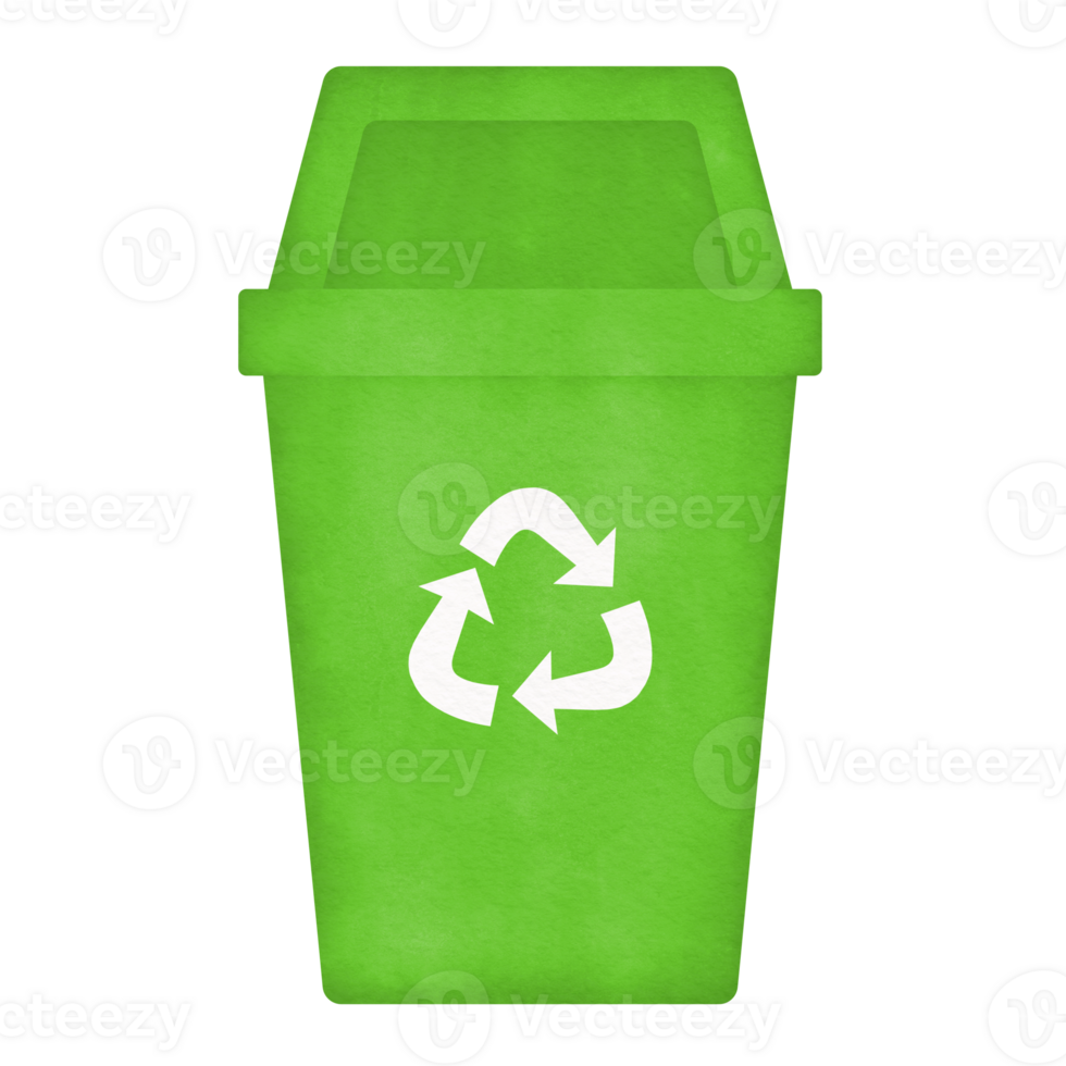 green recycle bin watercolor illustration 23980314 PNG
