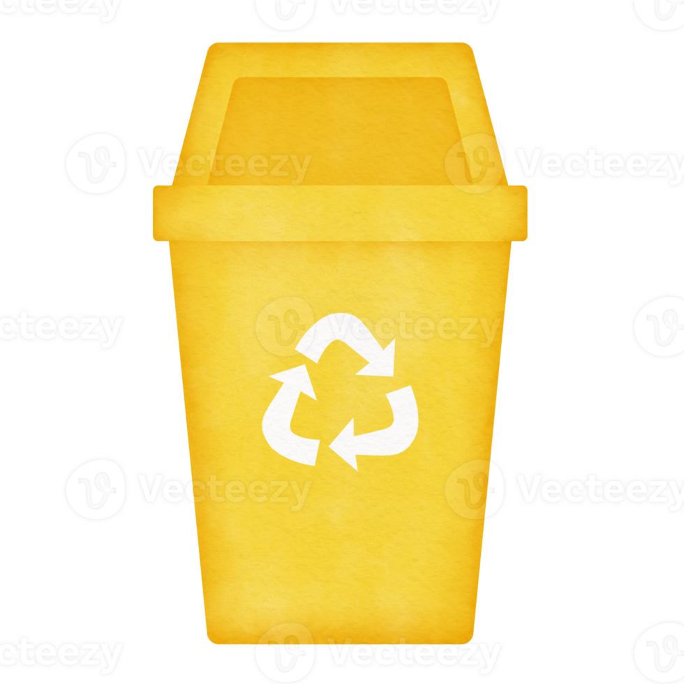 yellow recycle bin watercolor illustration 23980316 PNG