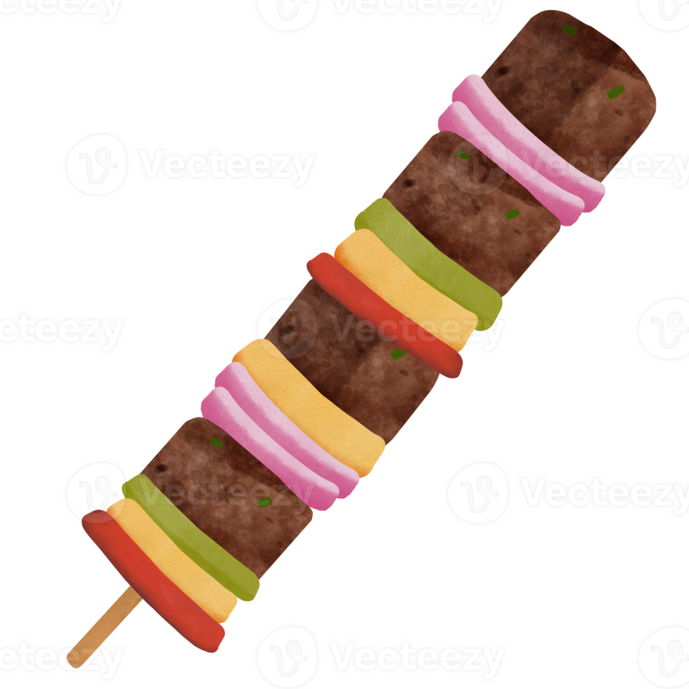 Kebab stick watercolor illustration png