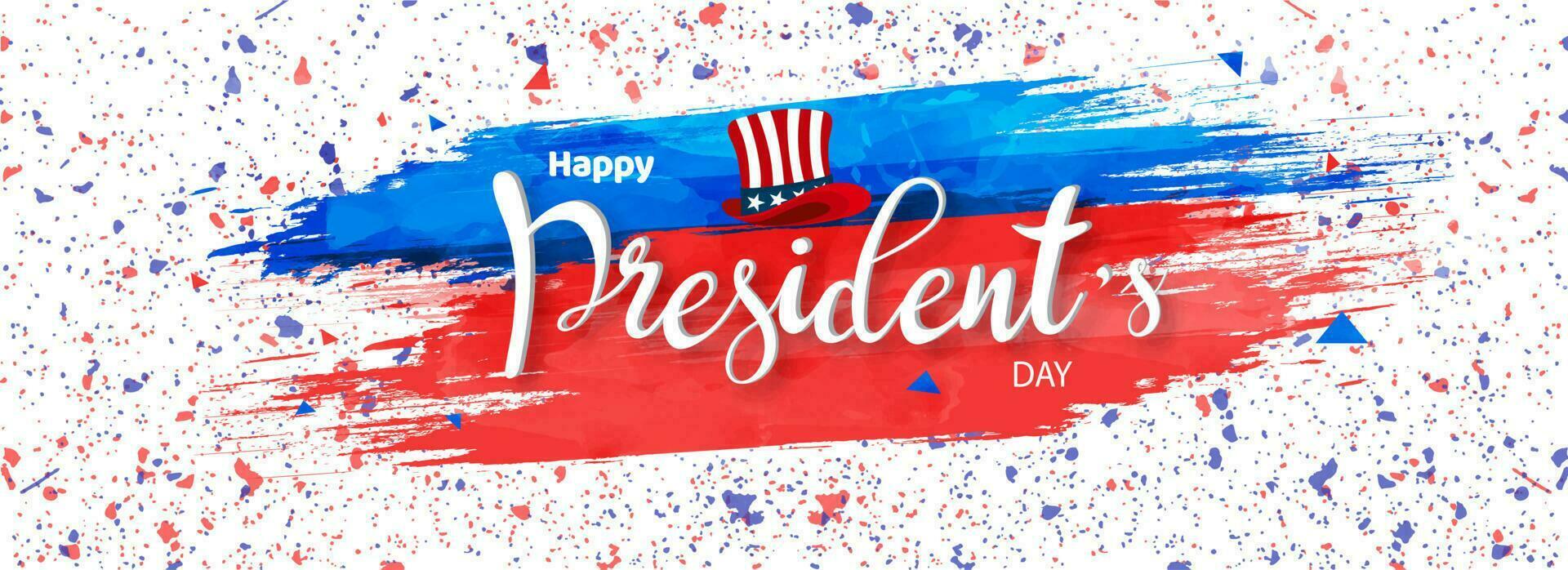 Abstract brush stroke on paint stain background in American flag color for President's Day celebration header or banner design. vector