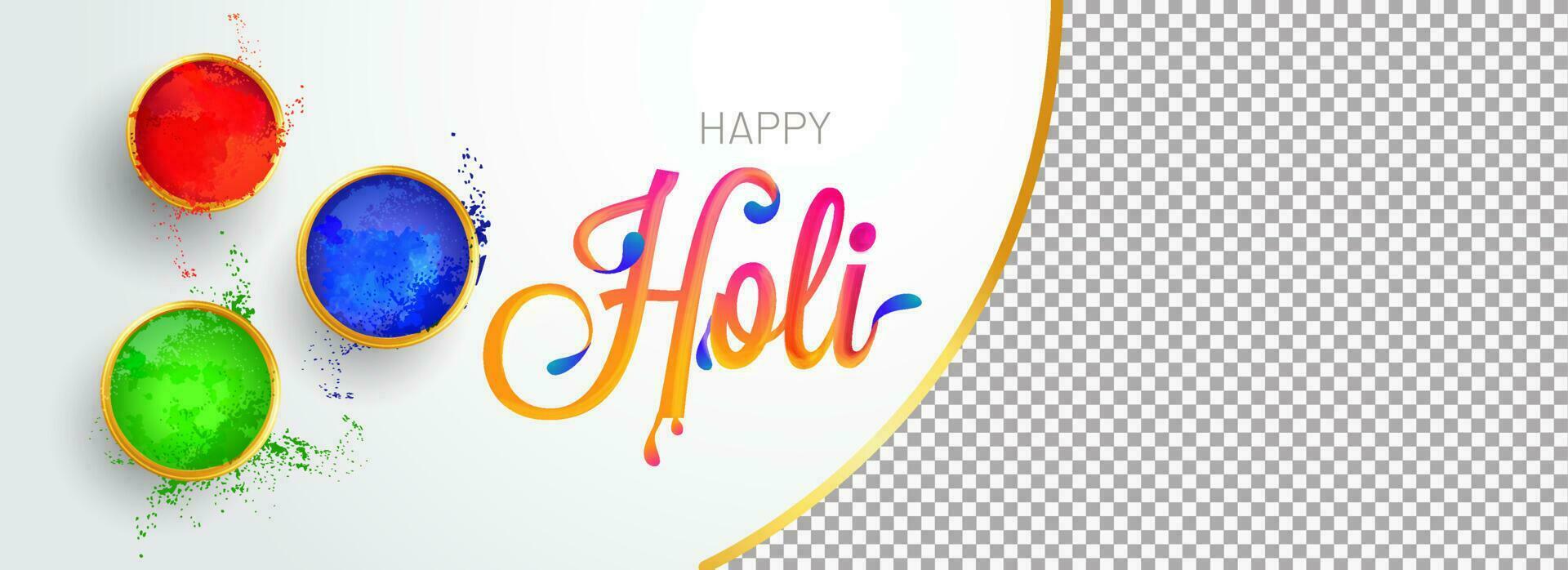 parte superior ver de color bochas con elegante letras de holi y espacio para tu imagen. indio festival de colores celebracion bandera diseño. vector