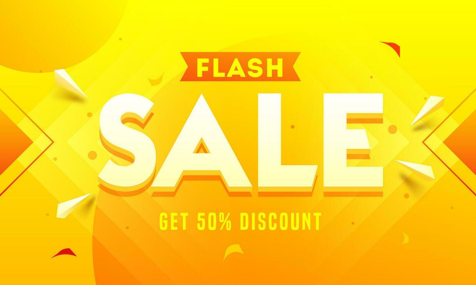 Flash Sale banner or poster design with discount offer on abstract background. vector