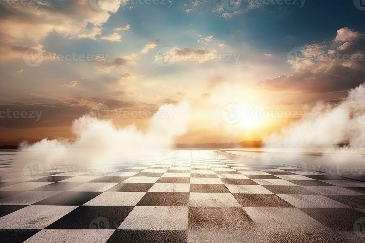 The checkered background is above the smoke above the floor photo