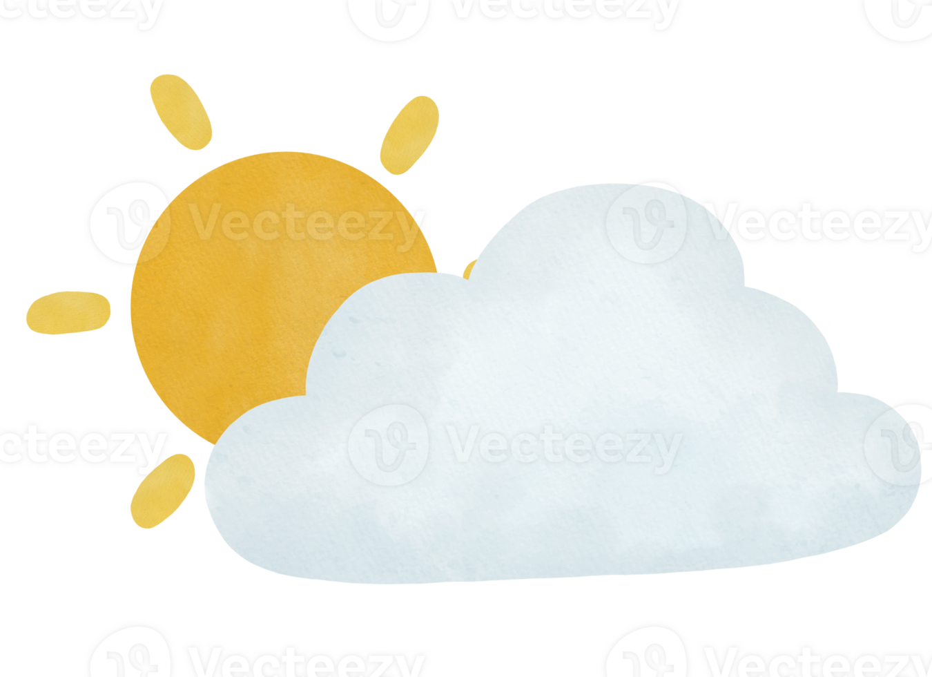 Partly cloudy watercolor illustration png
