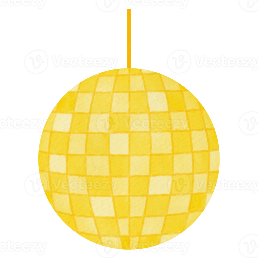 Golden yellow Disco Ball Illustration png