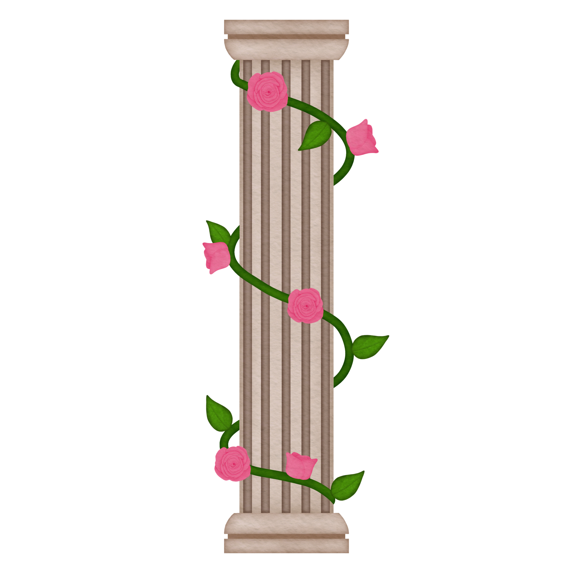 Greek Roman pillar with a rose vine watercolor illustration 23980483 PNG