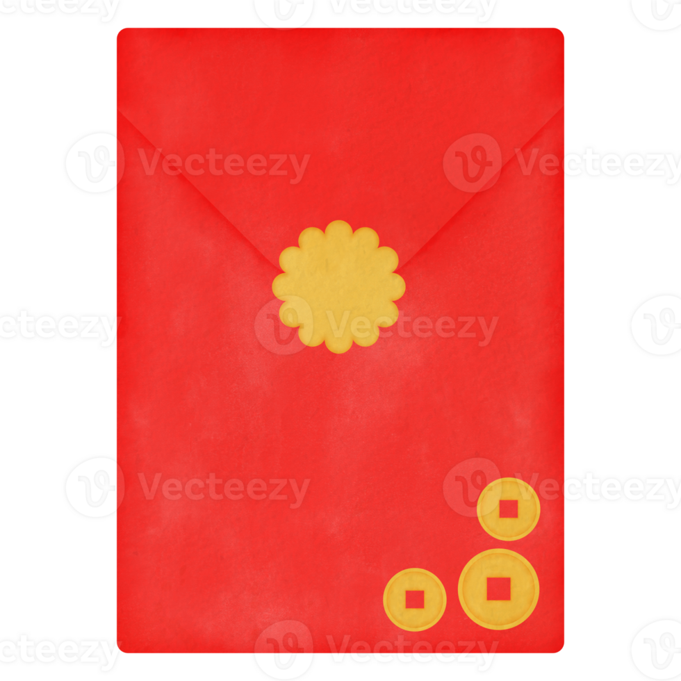 chinese red envelope watercolor illustration png
