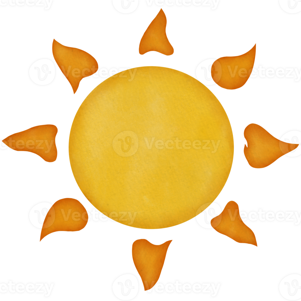 Sun watercolor illustration png