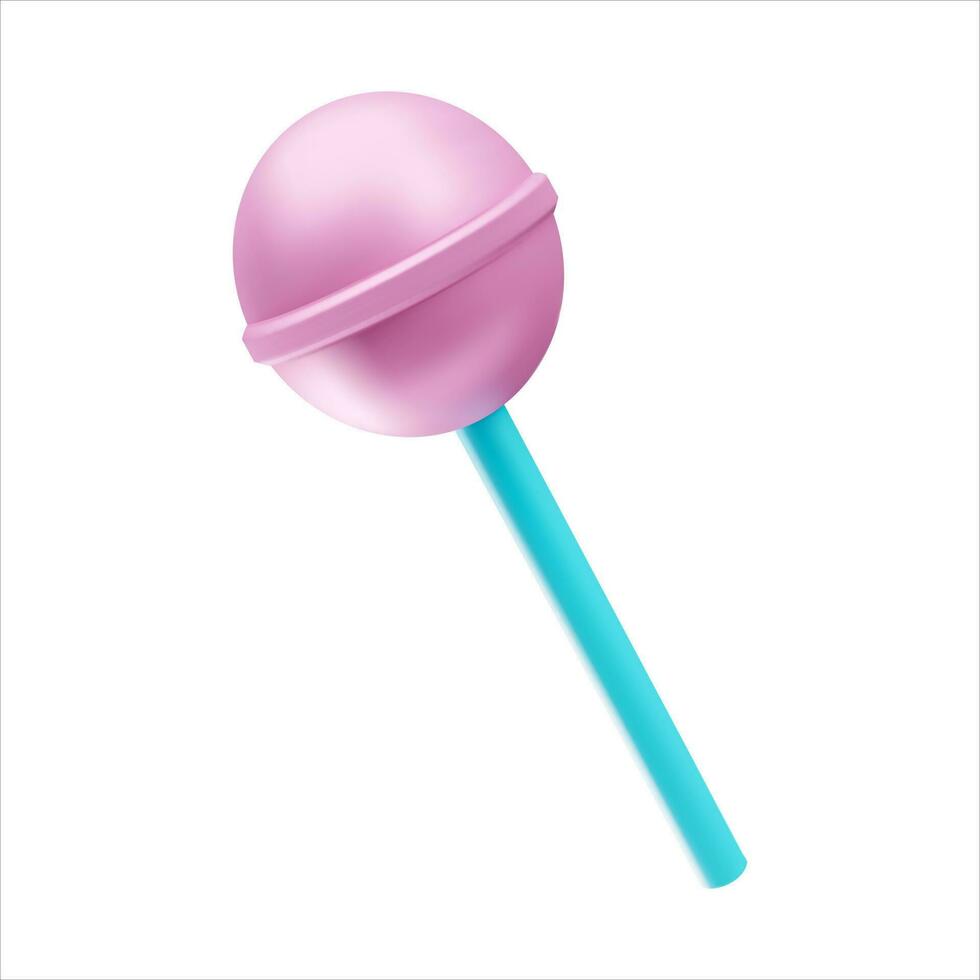 pink lollipop on a white background. 3d vector. vector