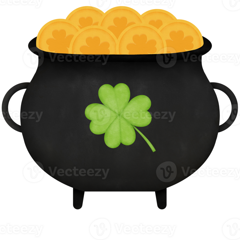 St Patricks cauldron with coins png