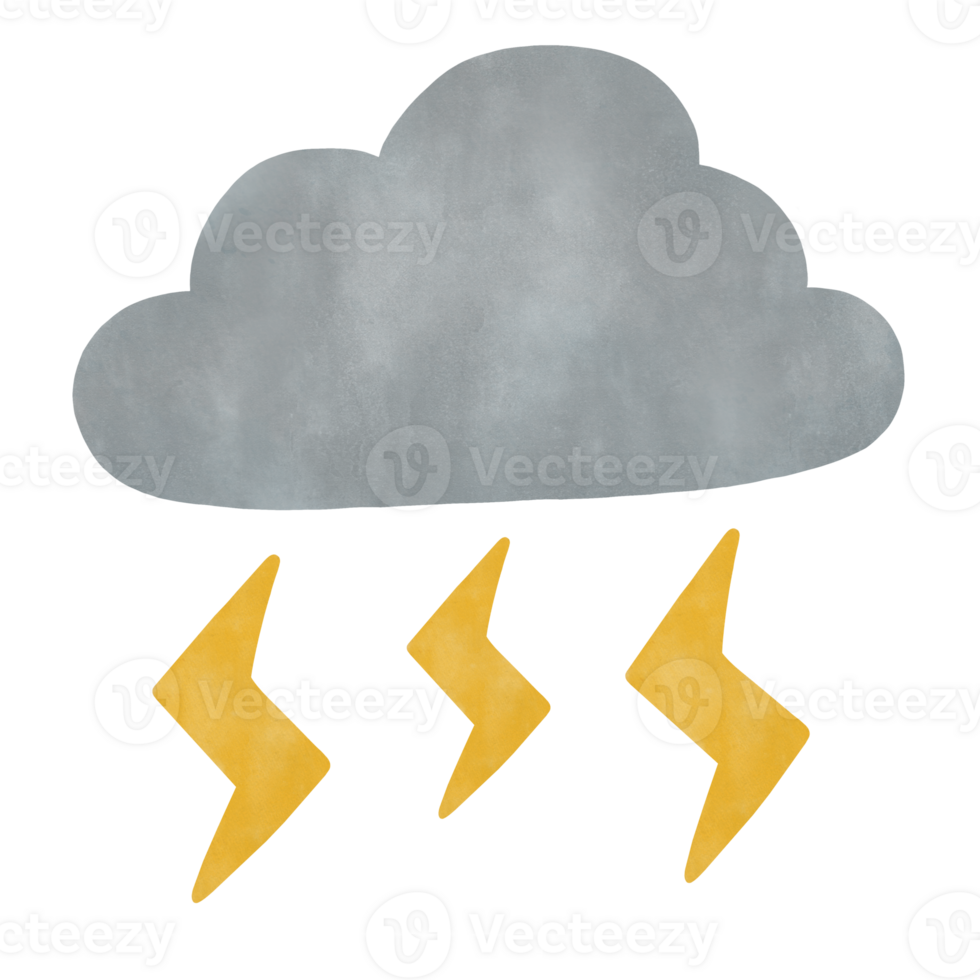 Thunderstorm watercolor illustration png