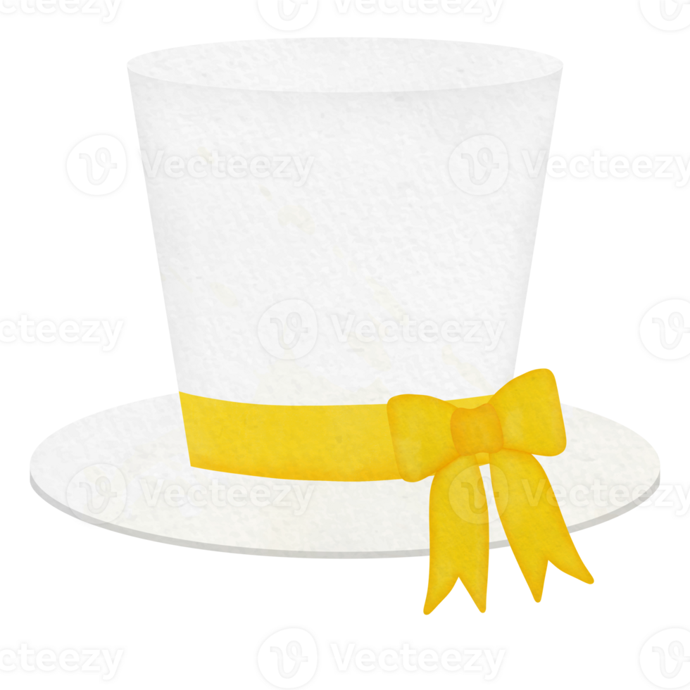 White Hat with golden yellow ribbon png