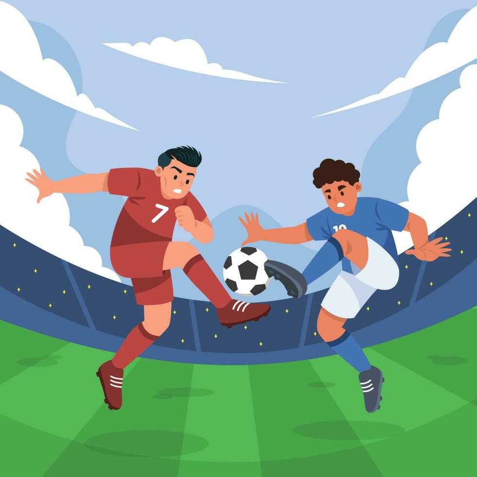 Super Star Football Player Match In Field vector