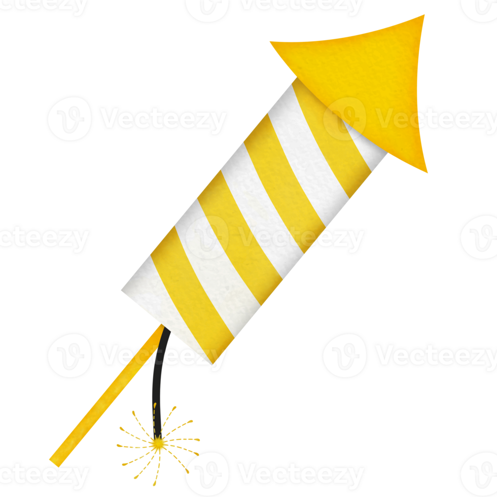 Golden yellow firework rocket illustration png