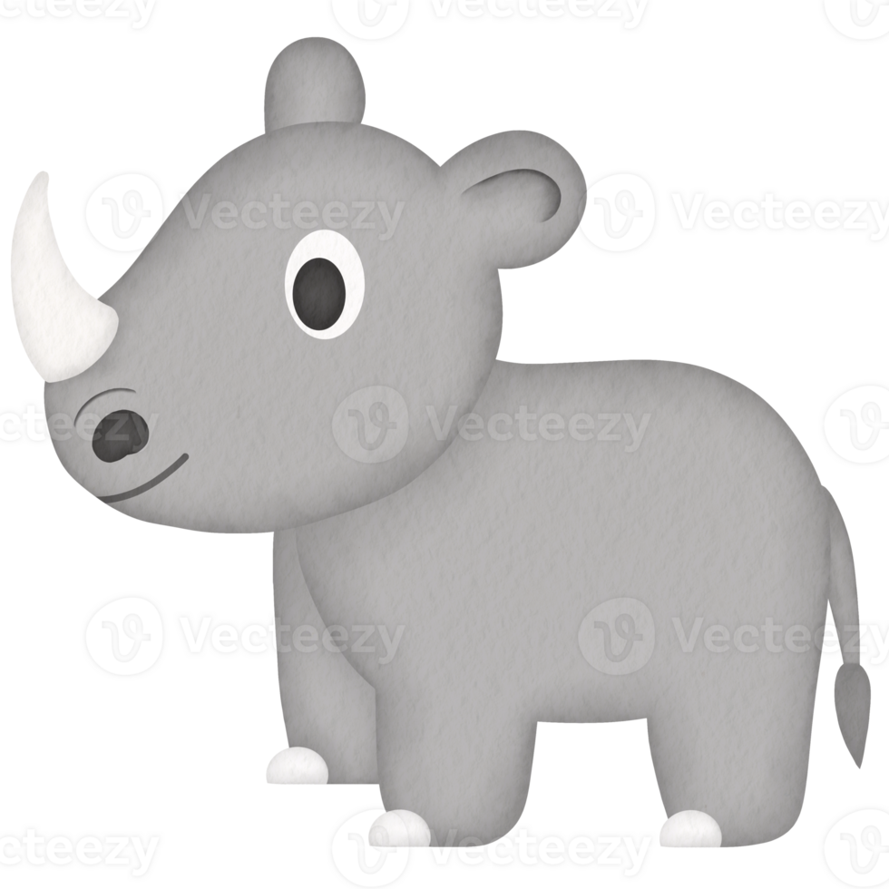 rhino cartoon watercolor illustration png