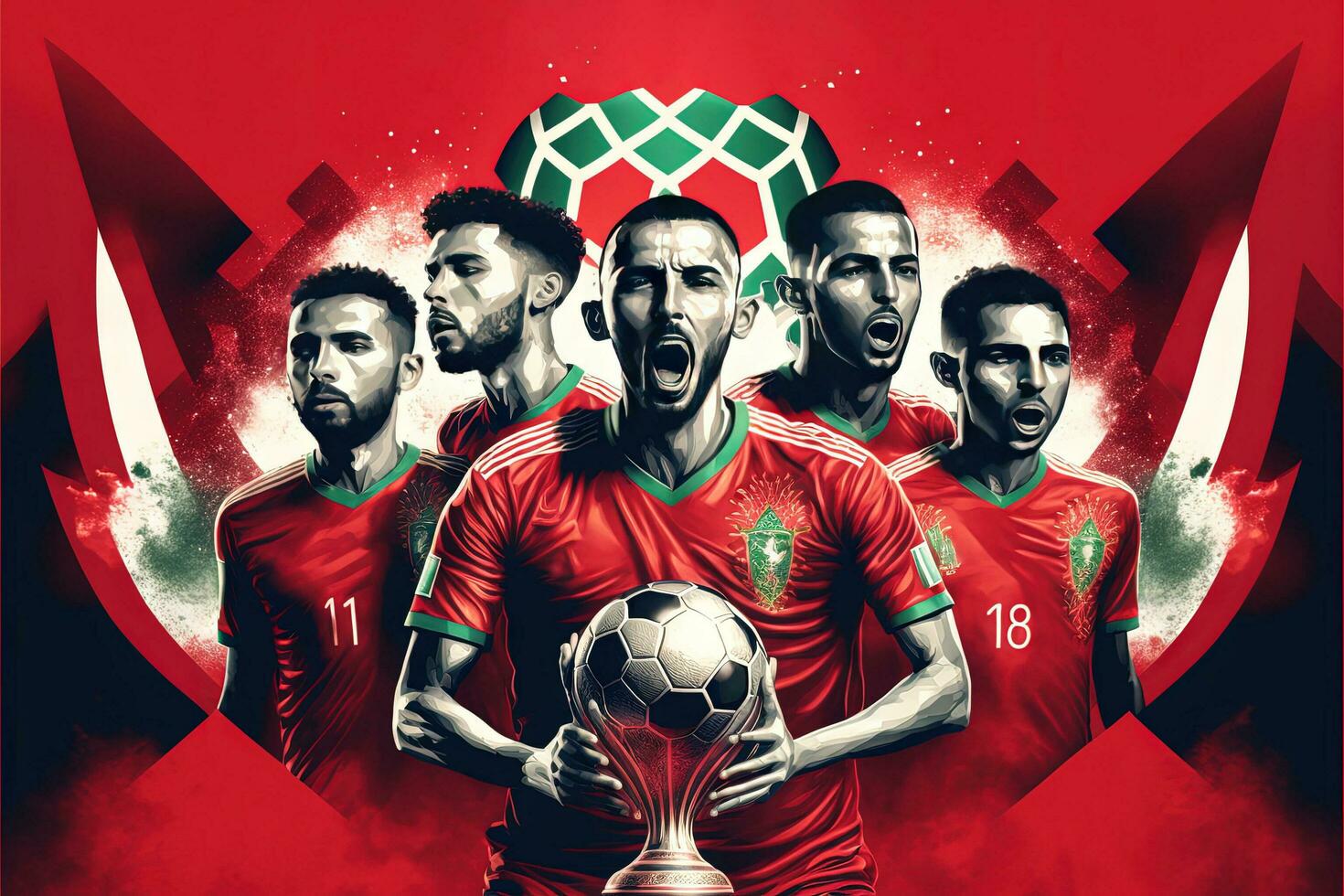 morocco soccer team winning world cup illustration photo
