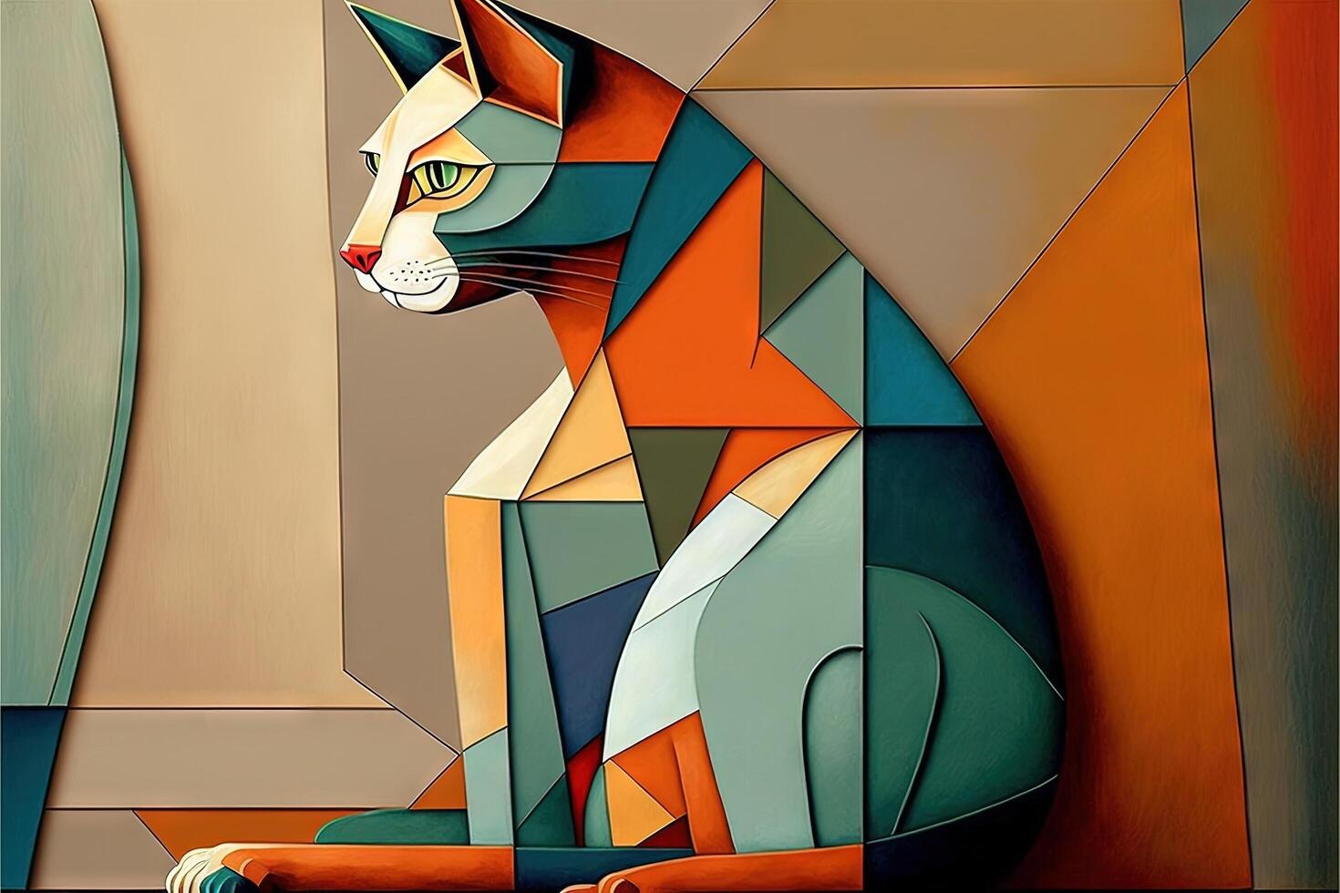 Cat picasso style illustration photo