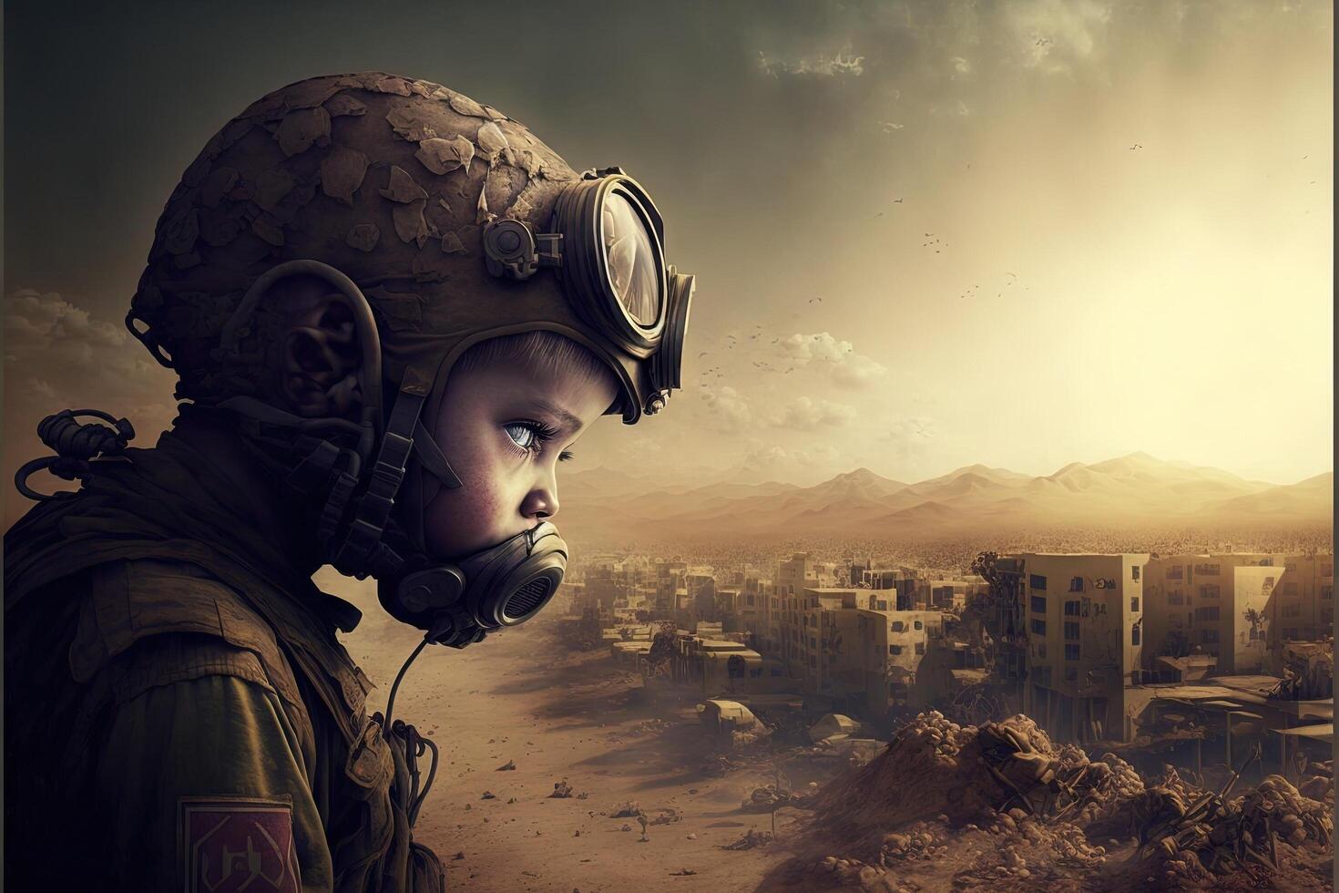 Soldier War in Ukraine explosions on backround illustration photo