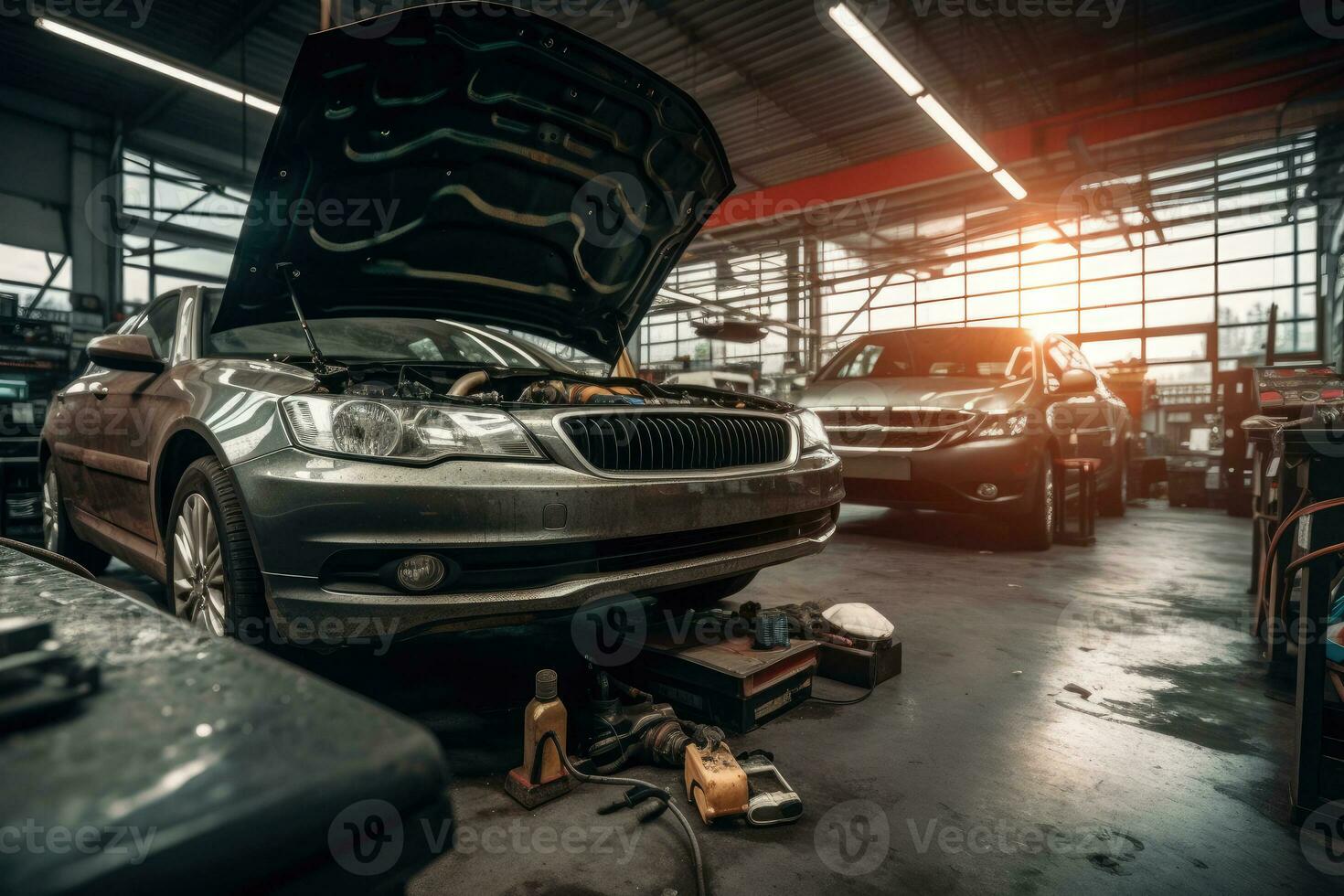 coche mantenimiento Servicio en el antecedentes de un coche reparar tienda foto