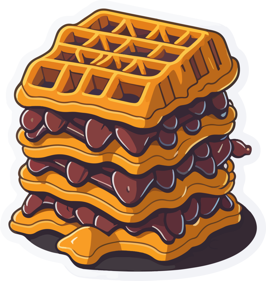 Melted Waffle with Chocolate Cream Cartoon with png