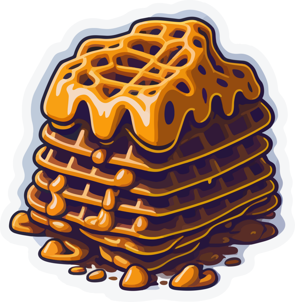 Melted Waffle Cartoon with png