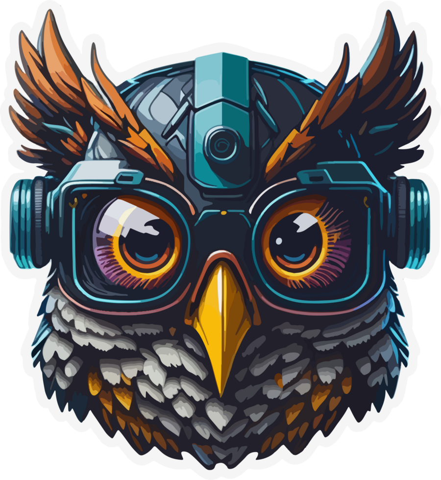Futuristic Owl Mascot Cartoon wearing Glasses with png