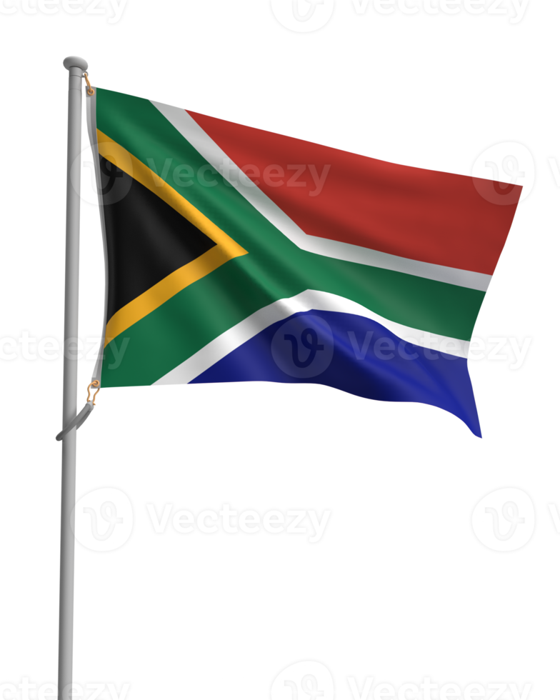 South africa flag waving national country symbol sign icon culture government politic freedom nelson mandela day black person people independence black history month republic history holiday.3d render png