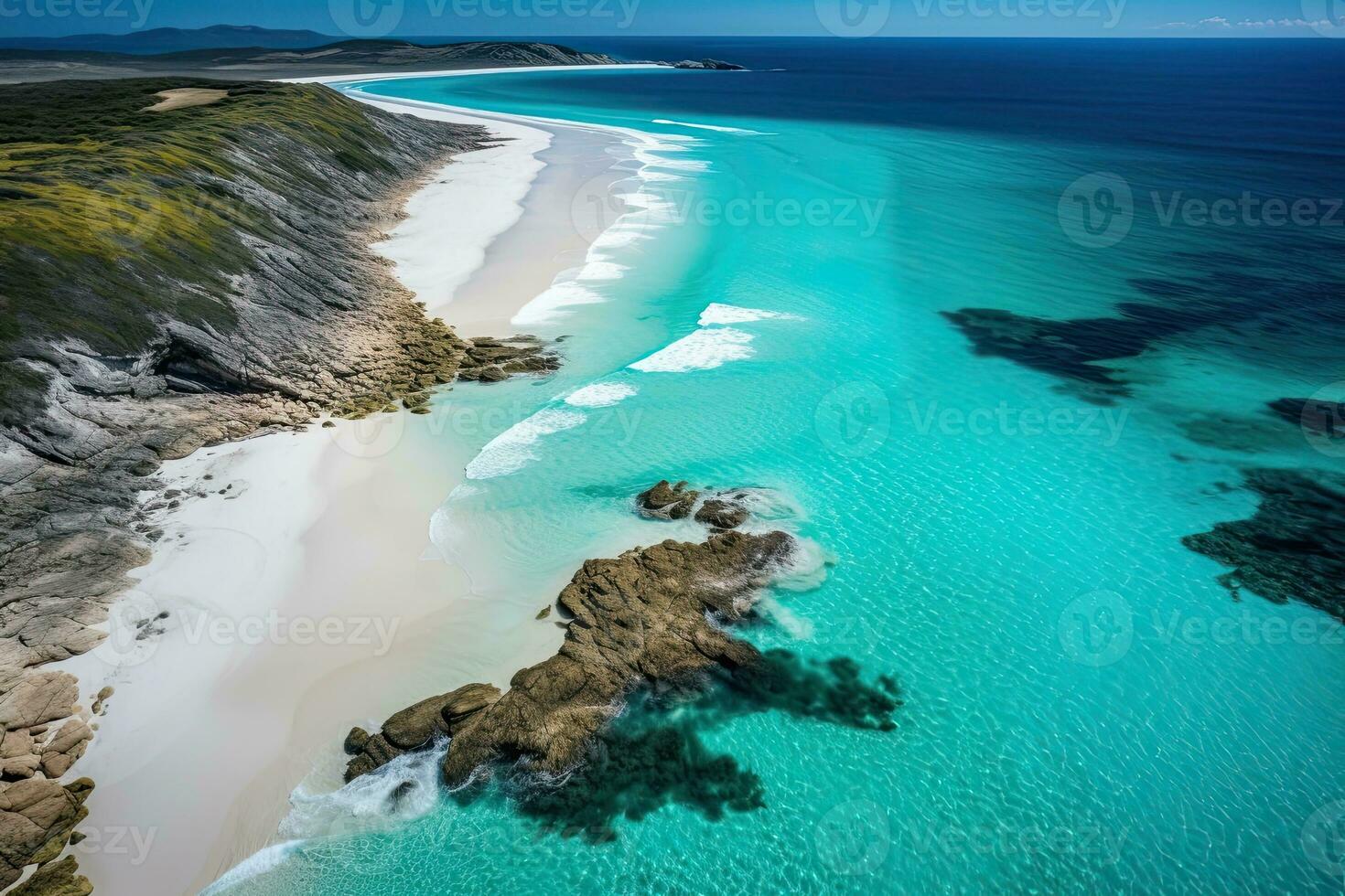 Aerial view of the beautiful beach at the north coast of New Zealand photo