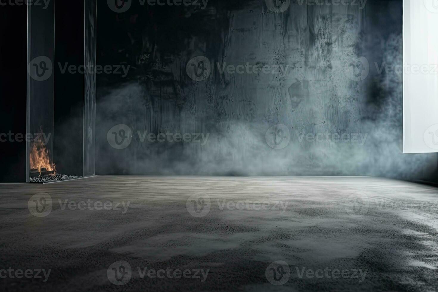 Dark black and gray abstract cement wall and interior textured studio room for product display. Wall background photo