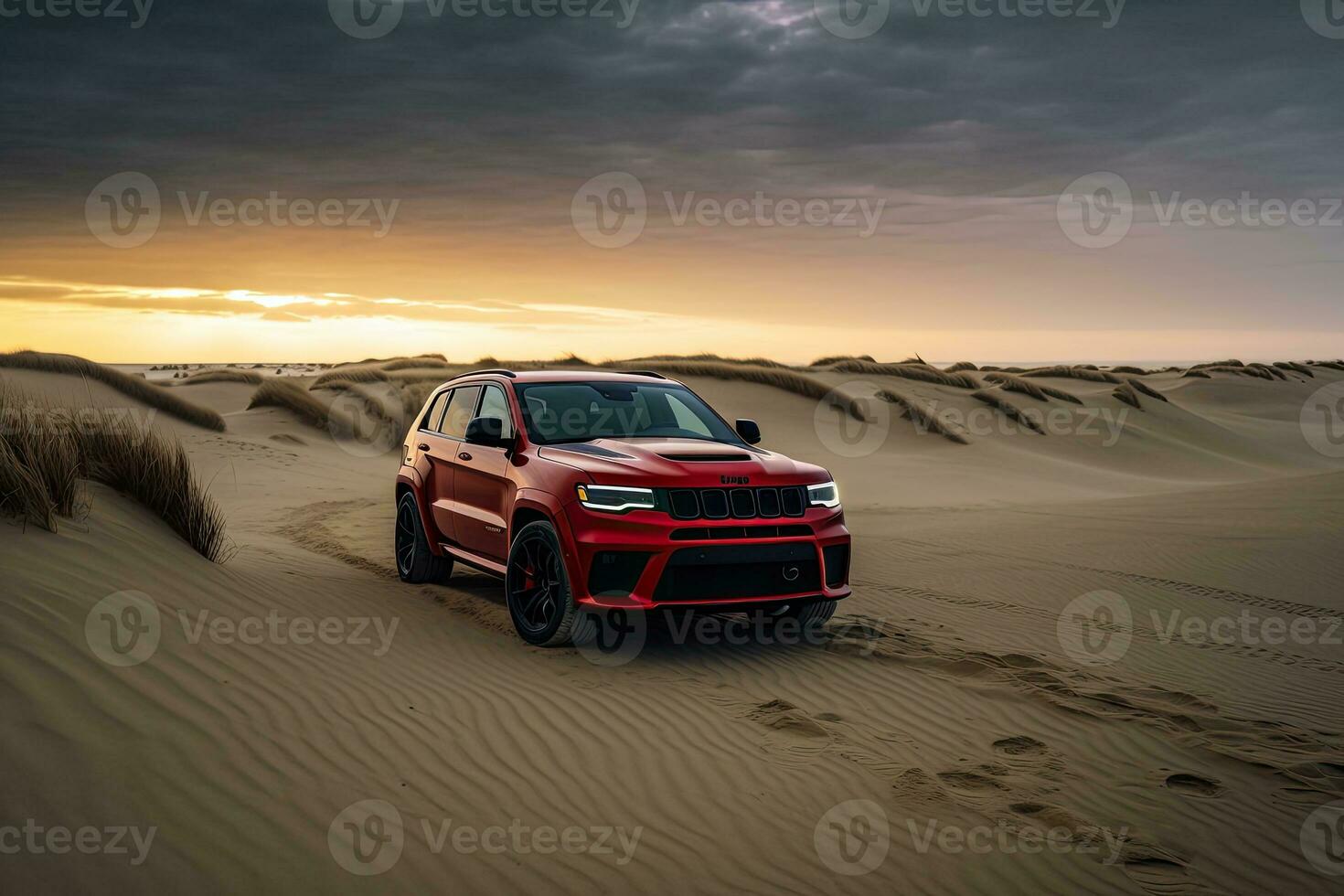 luxury car on sand dunes photo