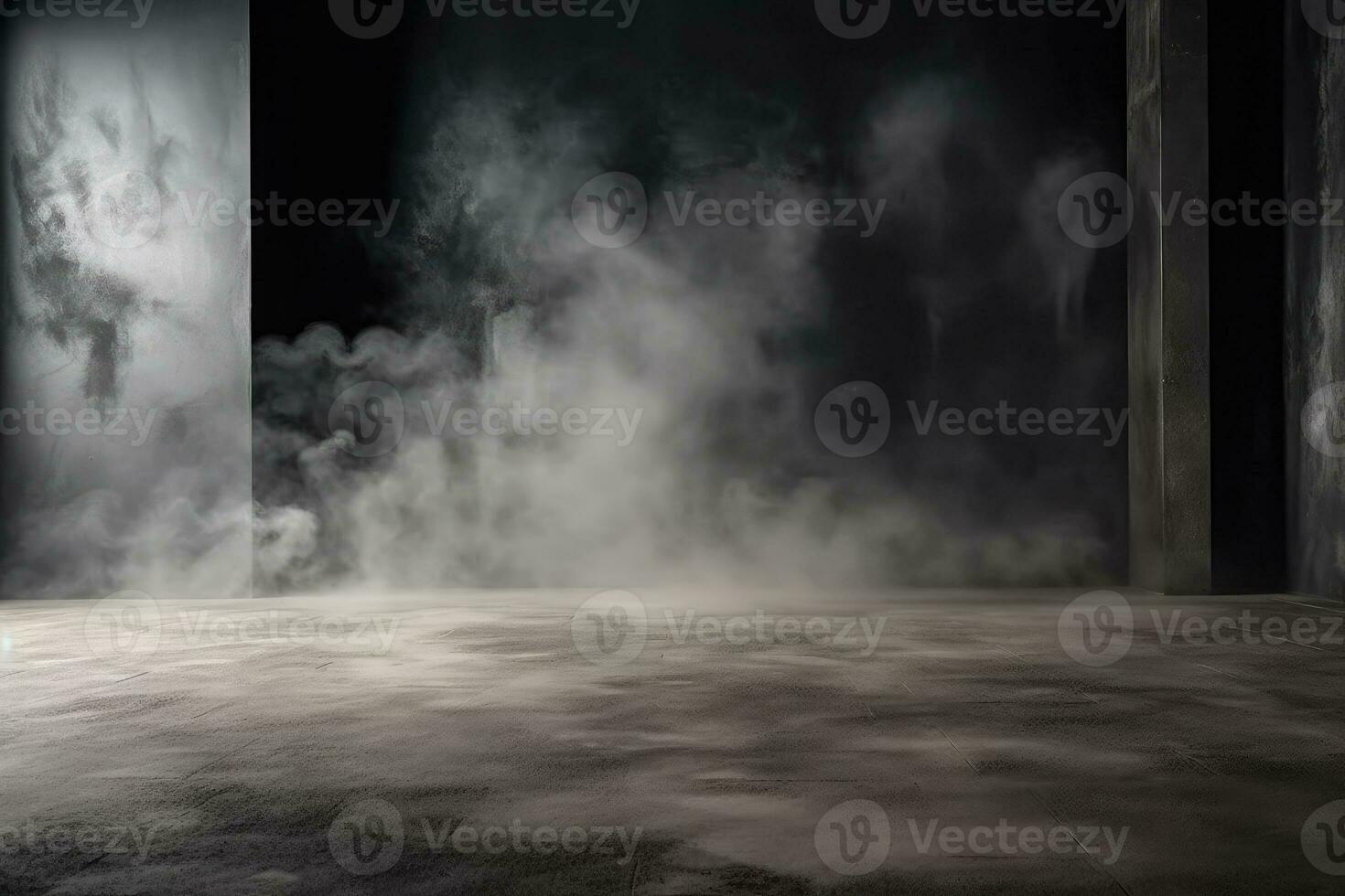 Dark black and gray abstract cement wall and interior textured studio room for product display. Wall background photo