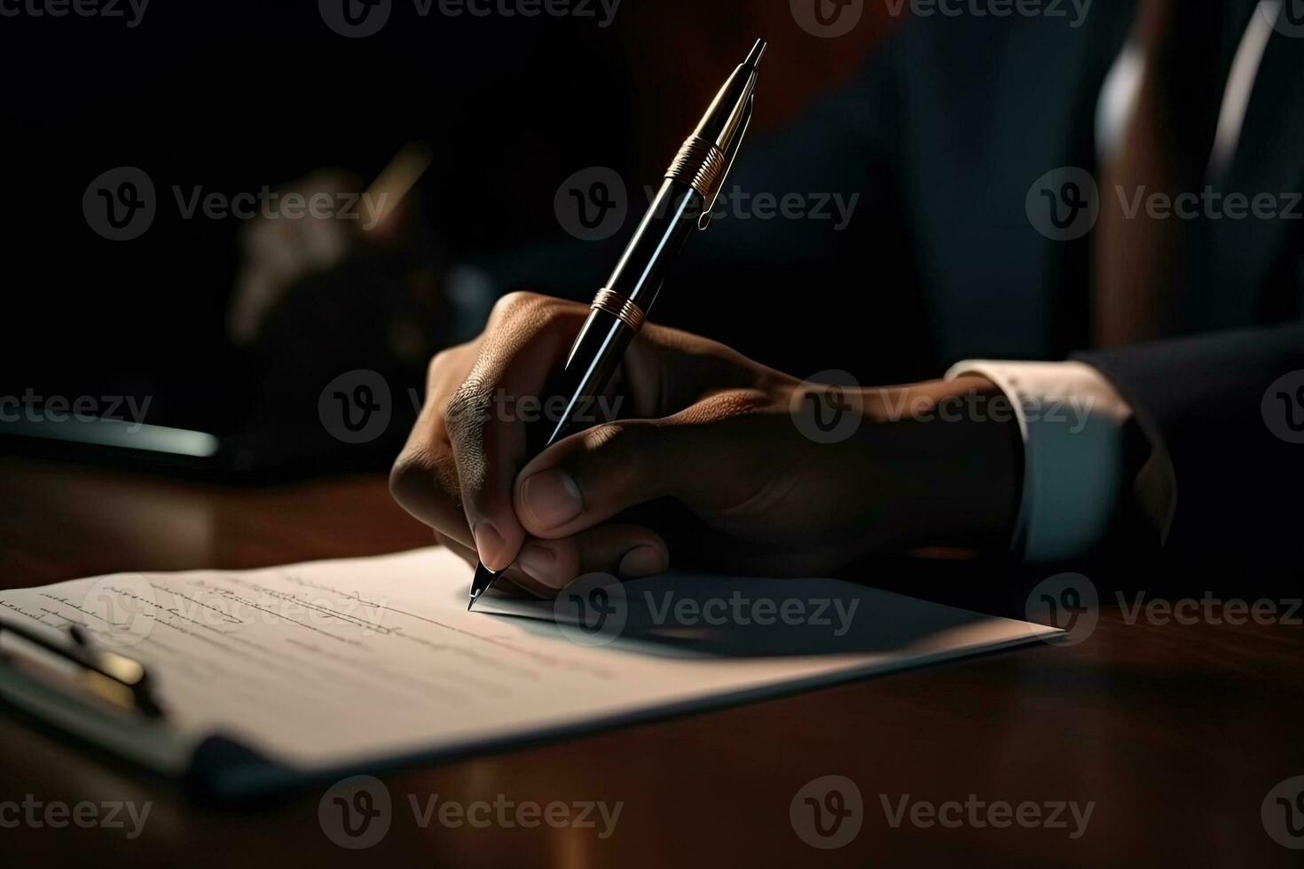 cerca arriba, empresario firma negocio acuerdo contrato foto