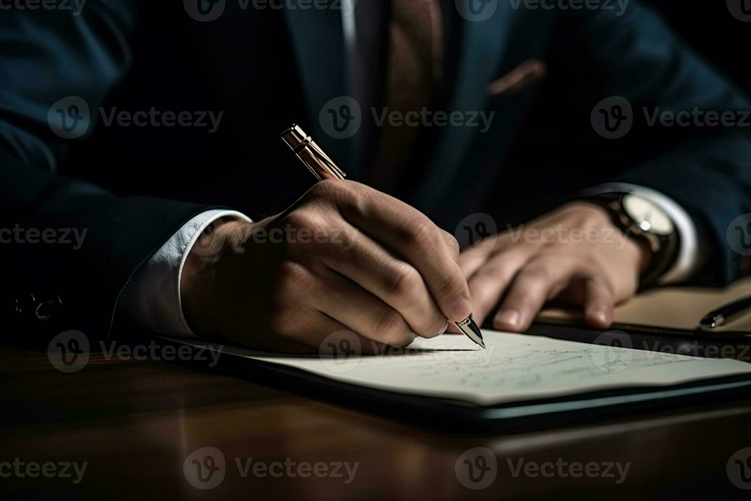 Close up, businessman signing  business deal contract photo