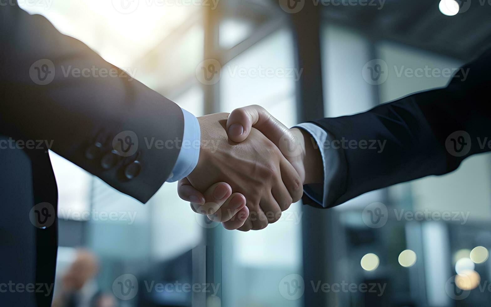 Young businessmen shaking hands after meeting photo