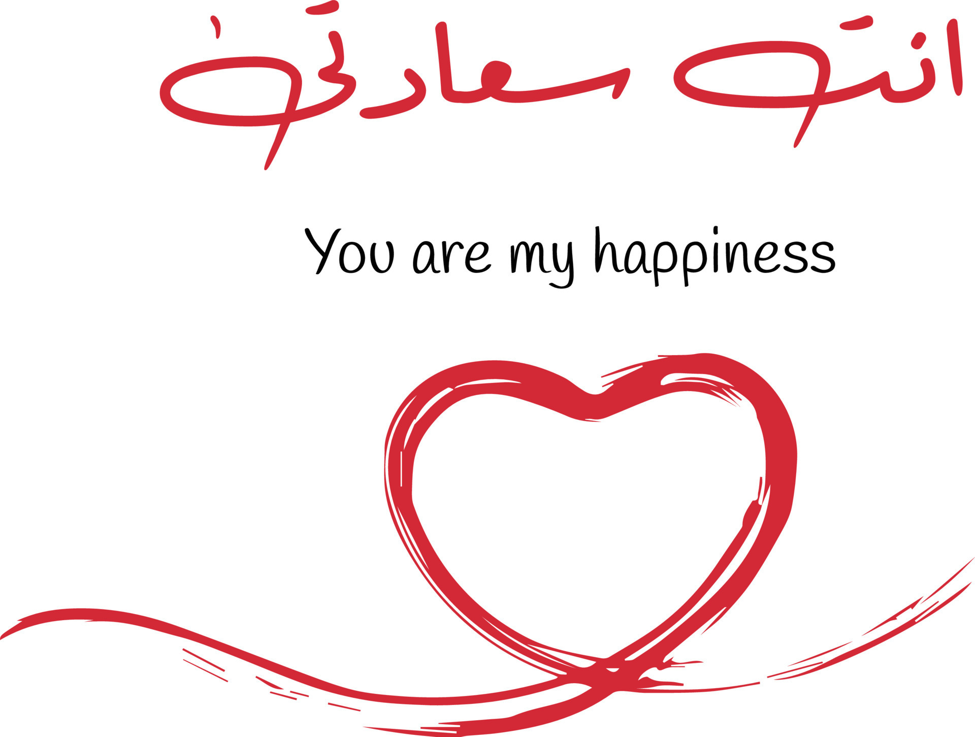 Arabic Quote, means You are my happiness, Arabic quotes with english