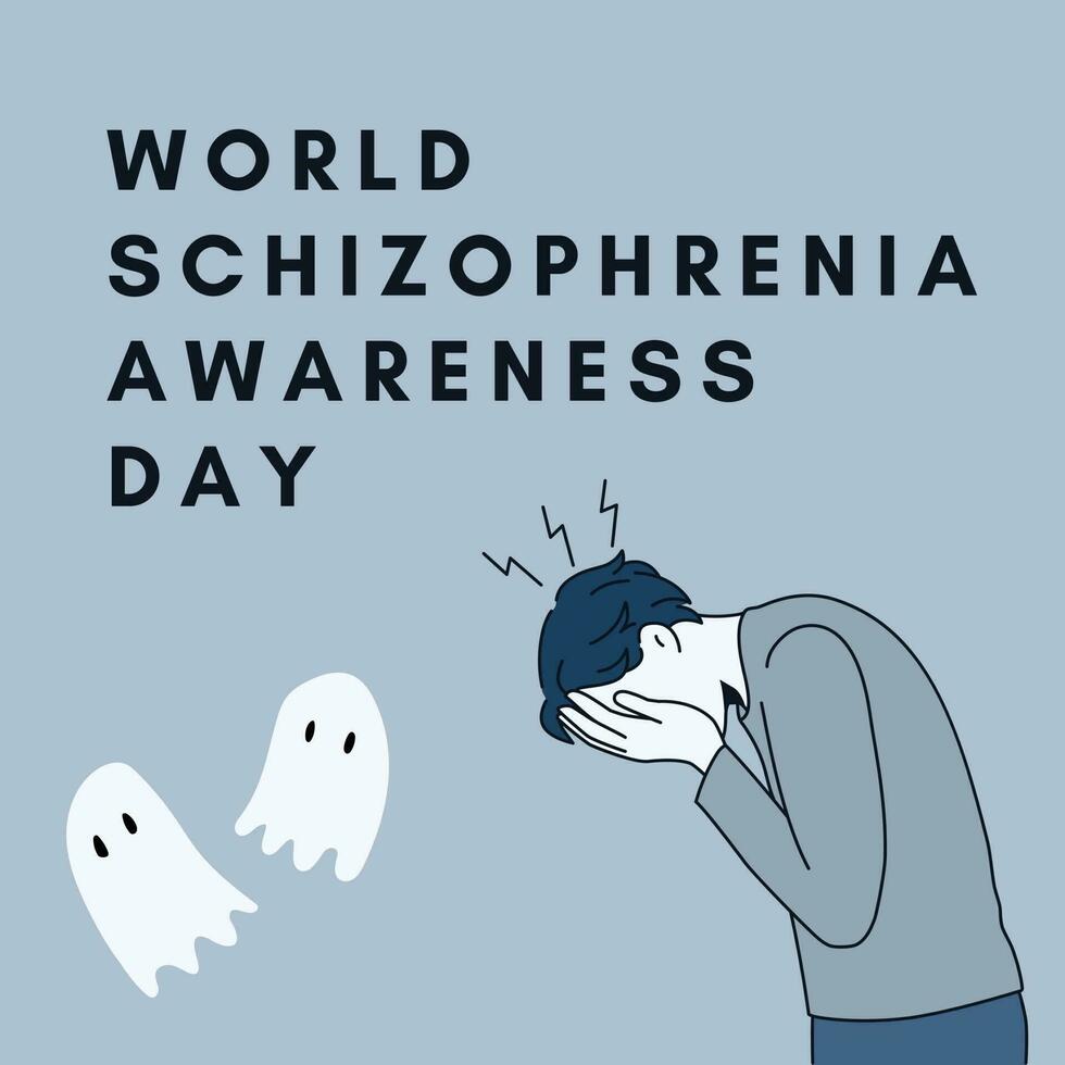 un póster de mundo esquizofrenia conciencia día vector