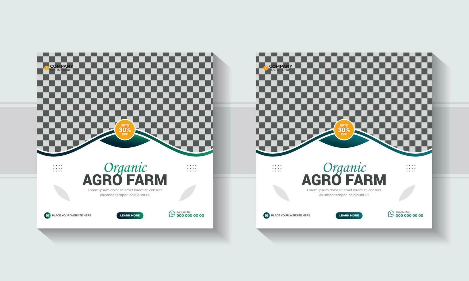 agro granja servicios social medios de comunicación bandera modelo diseño y web bandera modelo diseño. agro granja negocio, agricultura agricultura servicio, césped cortacésped jardinería, orgánico granja y volantes modelo. vector