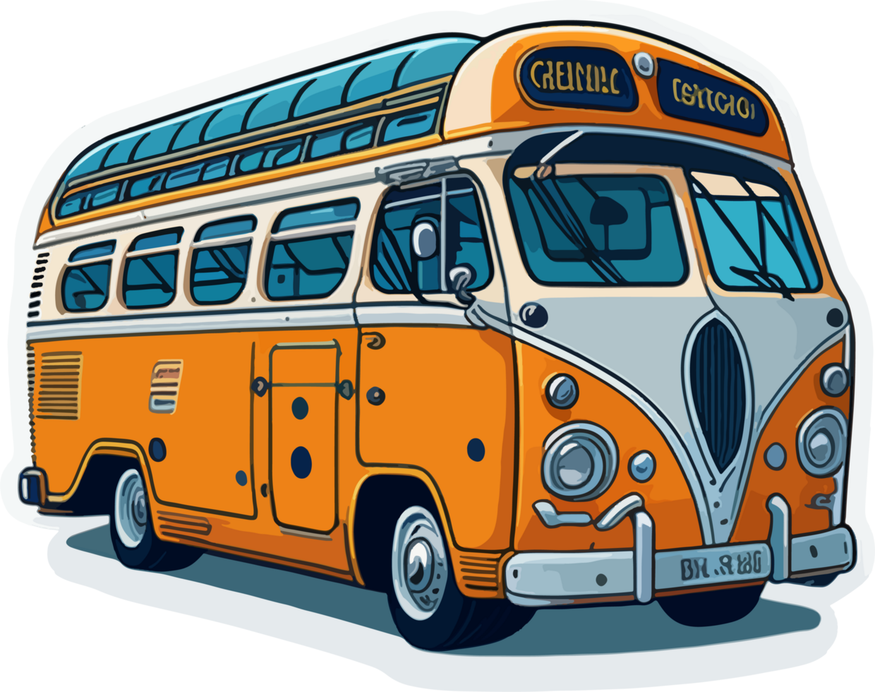 Classic Old Bus Cartoon with png