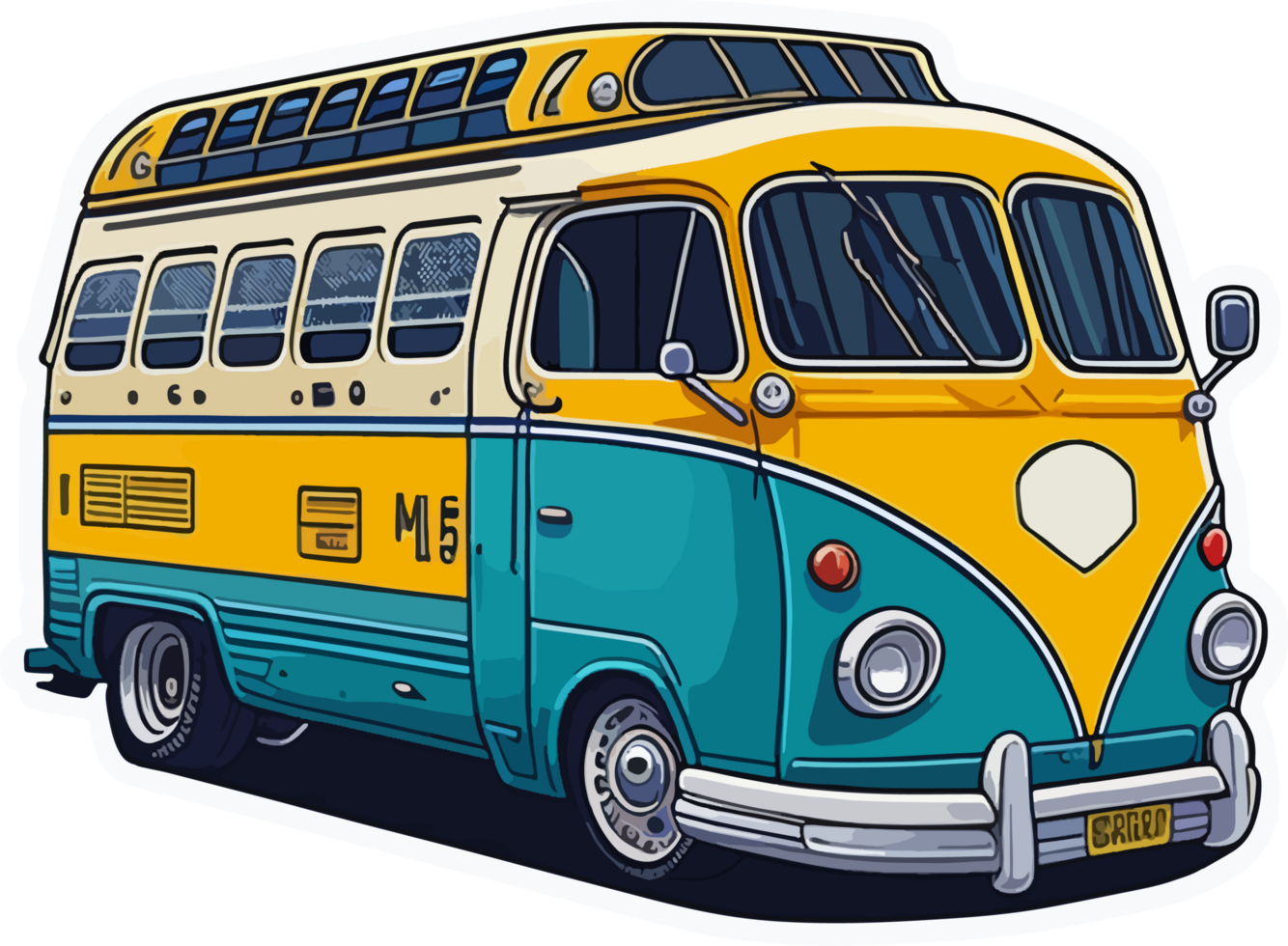 Old Retro Bus Cartoon with png
