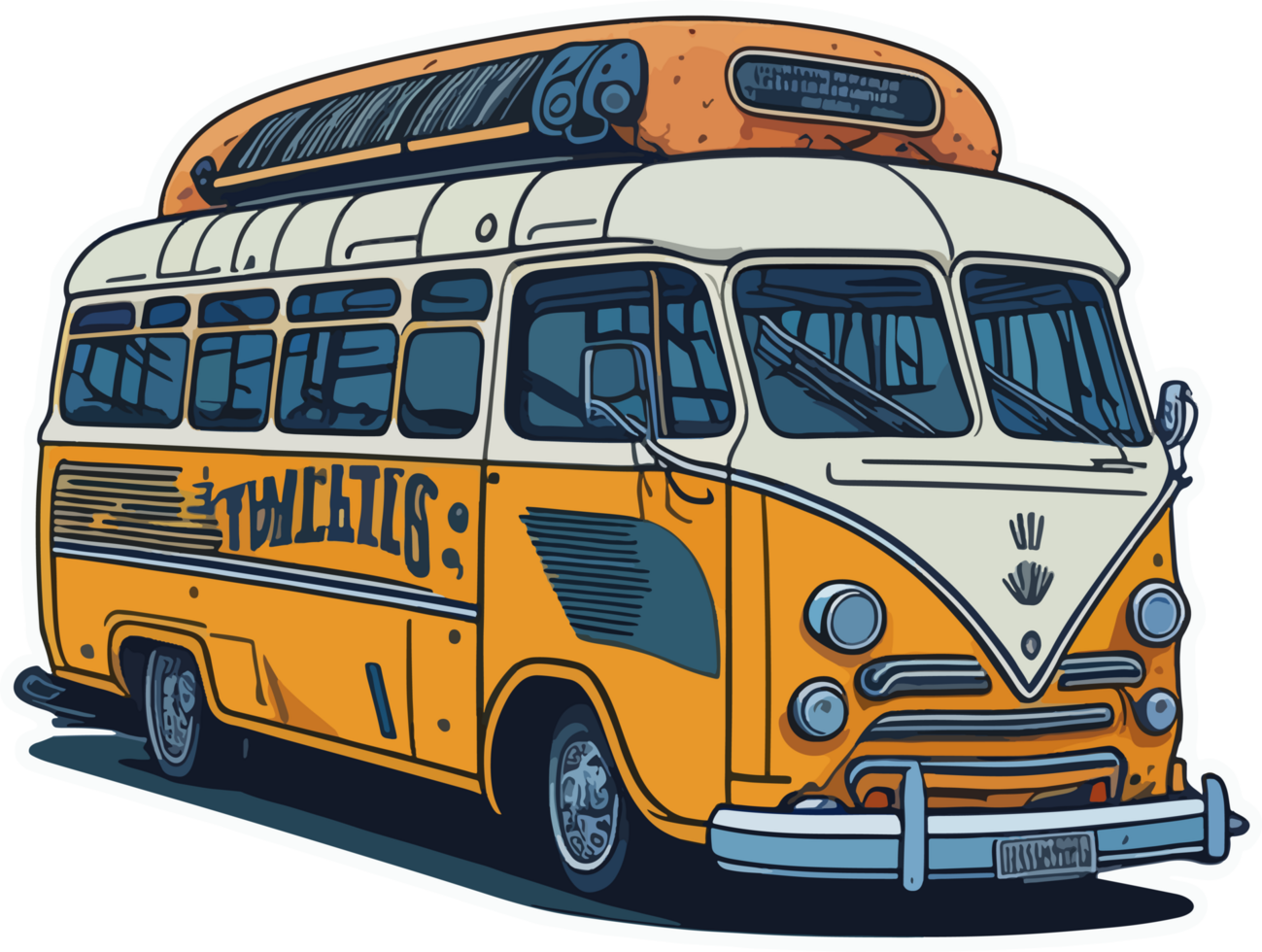 antiguo clásico retro autobús dibujos animados con ai generativo png
