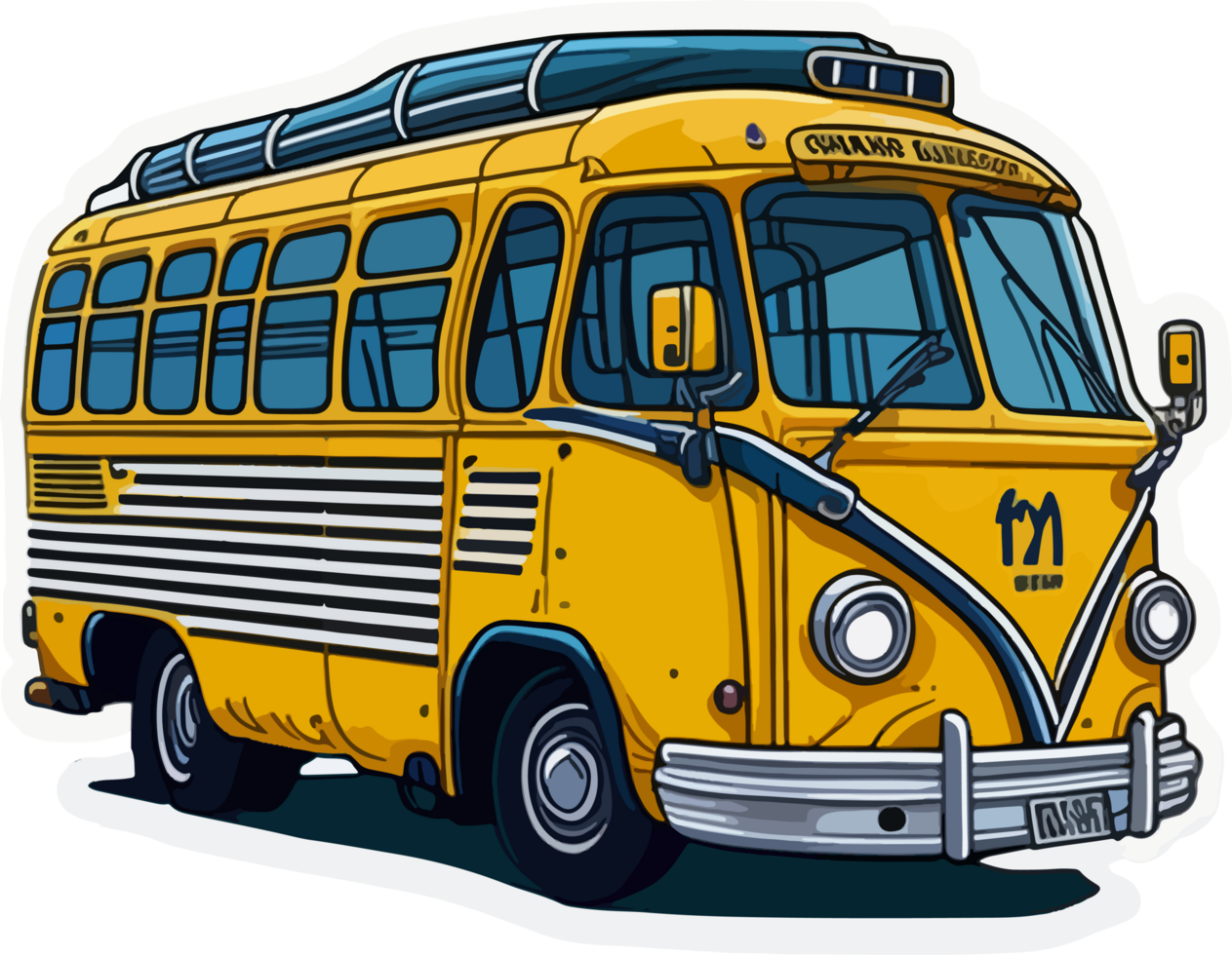 Old Classic Bus Cartoon with png